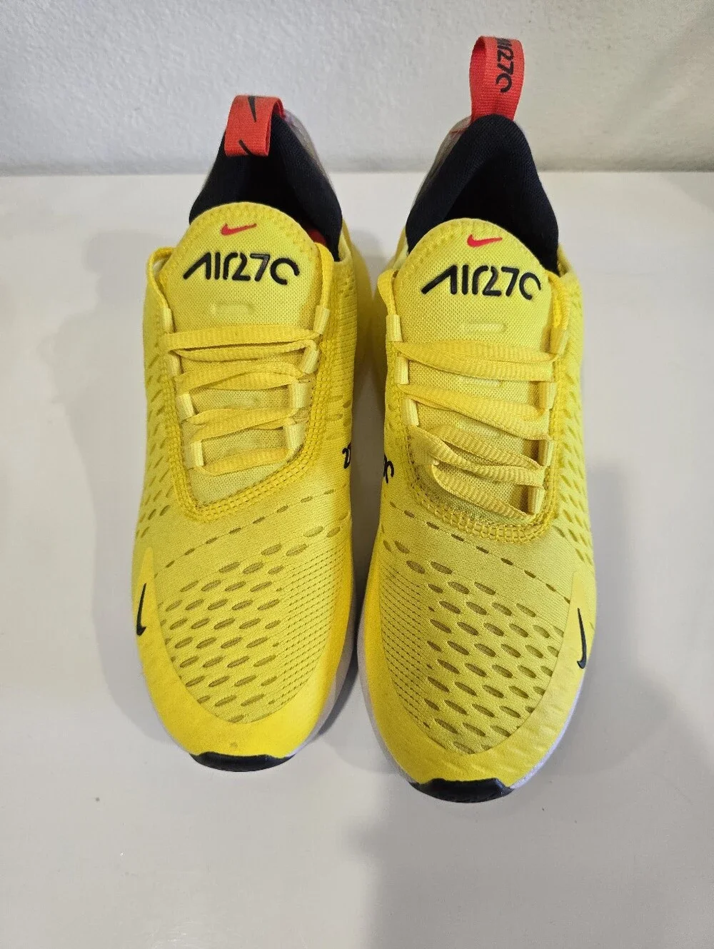 Nike Yellow Air270 Lightweight Sneakers with Red Pull Tabs